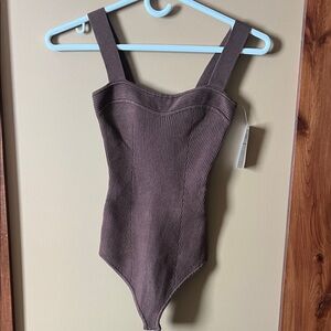 NWT Brown Abercrombie and Fitch Thong bodysuit vest Small